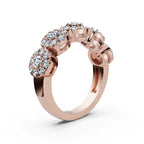 The Stella Band: 0.98 CTW Round Brilliant Lab-Grown Diamond Five-Cluster Ring in 14K Rose Gold Ring