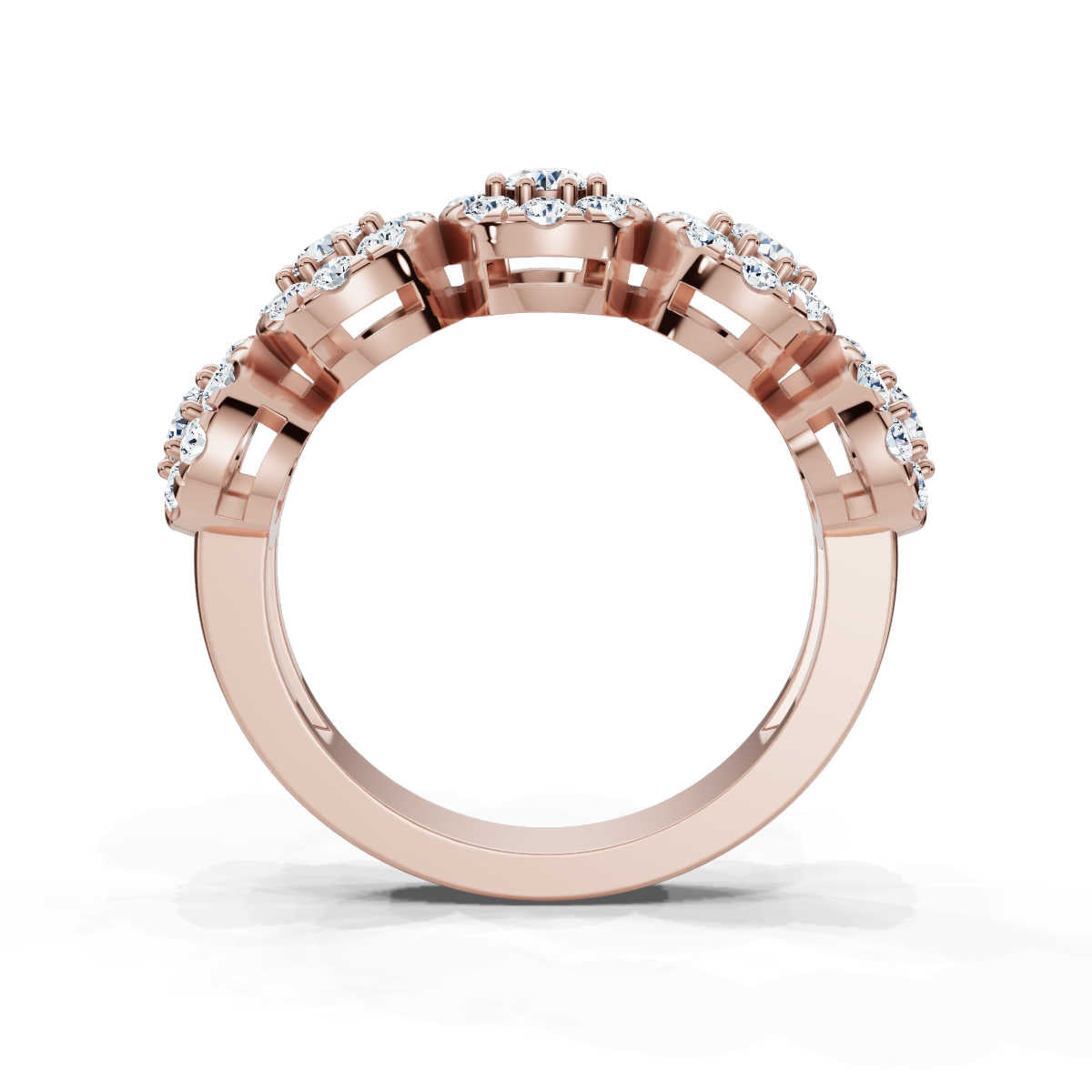 The Stella Band: 0.98 CTW Round Brilliant Lab-Grown Diamond Five-Cluster Ring in 14K Rose Gold Ring