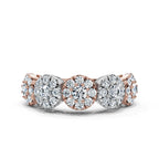 The Stella Band: 0.98 CTW Round Brilliant Lab-Grown Diamond Five-Cluster Ring in 14K Two-Tone Rose & White Gold