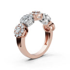The Stella Band: 0.98 CTW Round Brilliant Lab-Grown Diamond Five-Cluster Ring in 14K Two-Tone Rose & White Gold