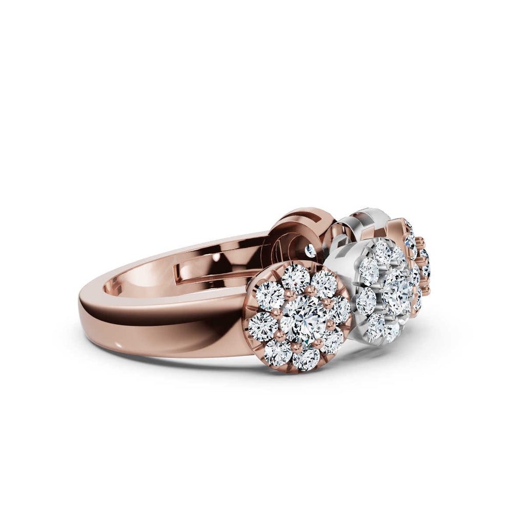 The Stella Band: 0.98 CTW Round Brilliant Lab-Grown Diamond Five-Cluster Ring in 14K Two-Tone Rose & White Gold