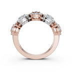 The Stella Band: 0.98 CTW Round Brilliant Lab-Grown Diamond Five-Cluster Ring in 14K Two-Tone Rose & White Gold