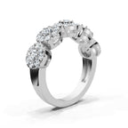 14K-18K White Gold 0.98 CTW Round Brilliant Lab-Grown Diamond 5-Cluster Anniversary Band Ring