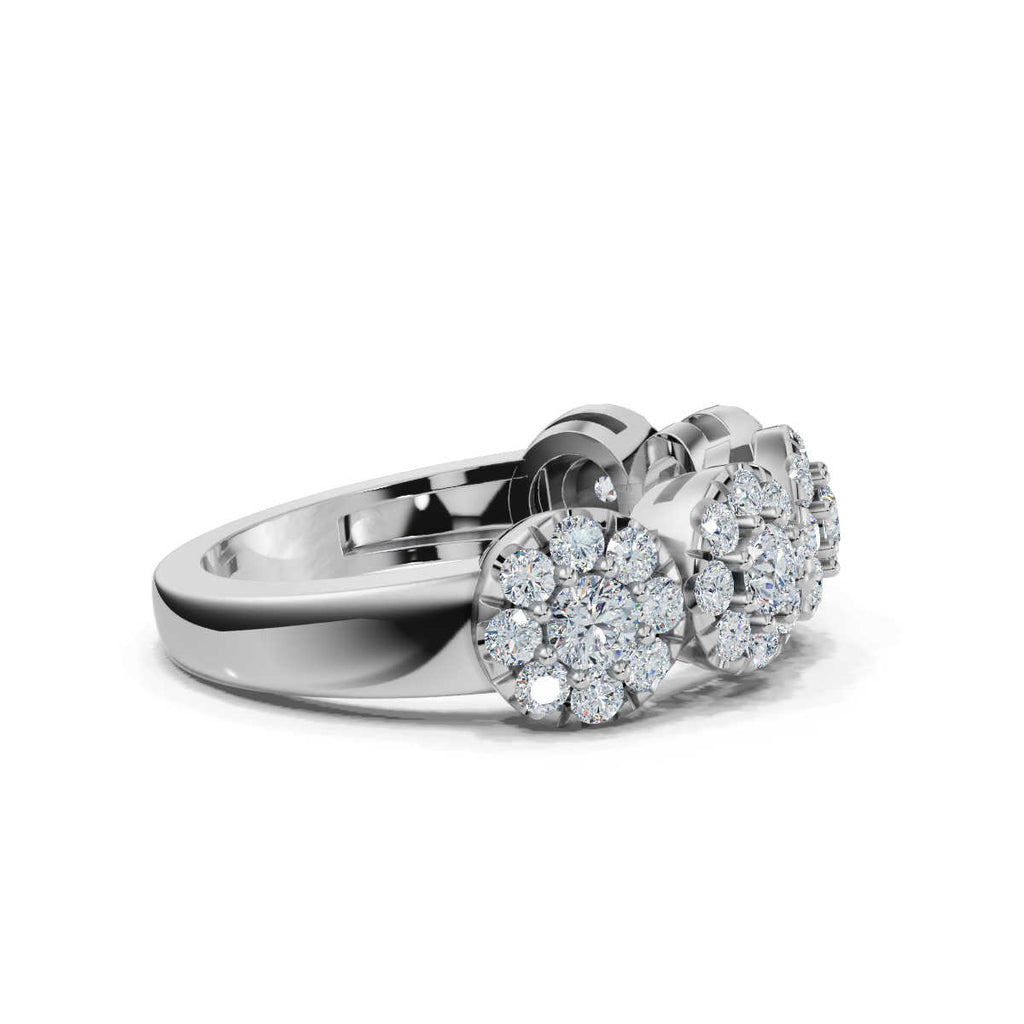 14K-18K White Gold 0.98 CTW Round Brilliant Lab-Grown Diamond 5-Cluster Anniversary Band Ring