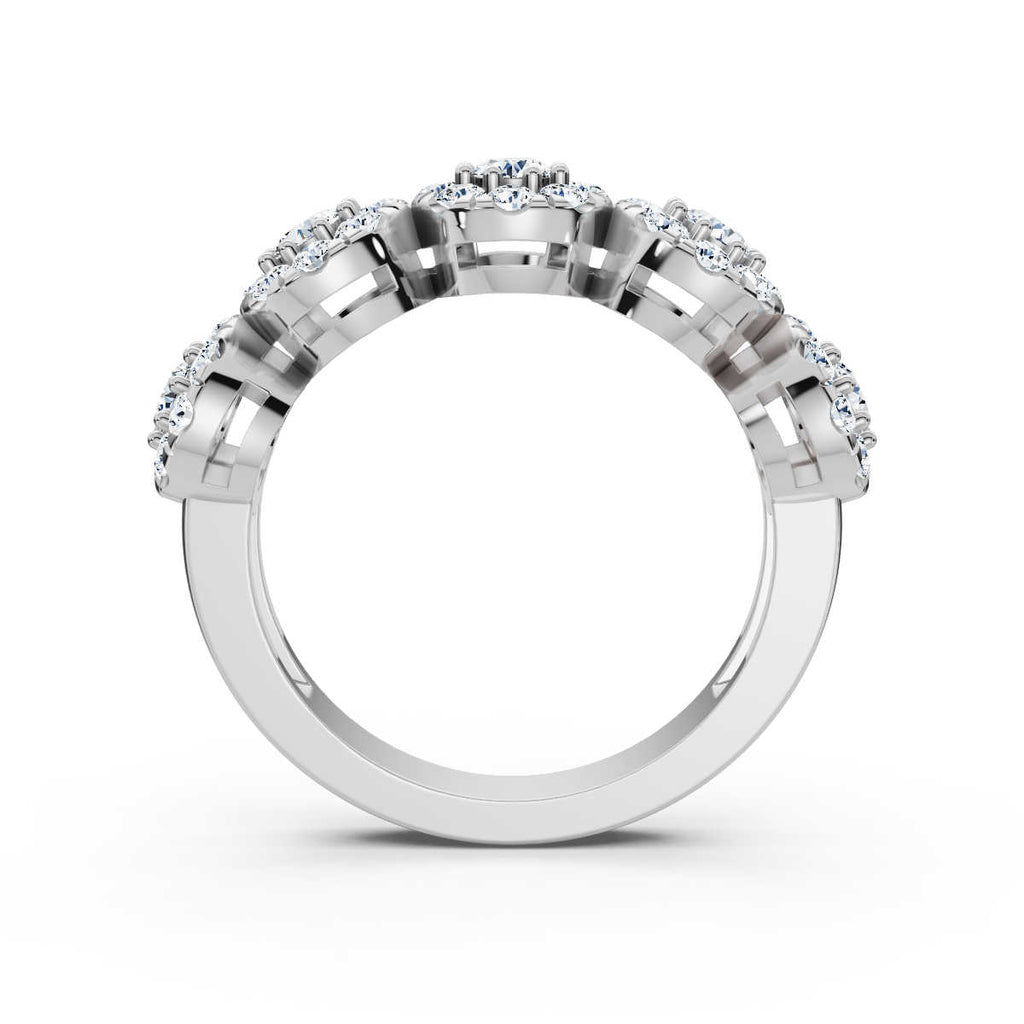 14K-18K White Gold 0.98 CTW Round Brilliant Lab-Grown Diamond 5-Cluster Anniversary Band Ring