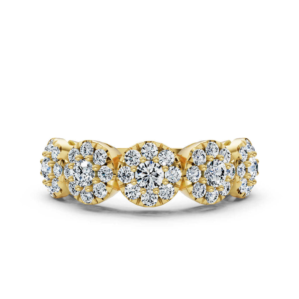 The Stella Band: 0.98 CTW Round Brilliant Lab-Grown Diamond Five-Cluster Ring in 14K-18K Yellow Gold