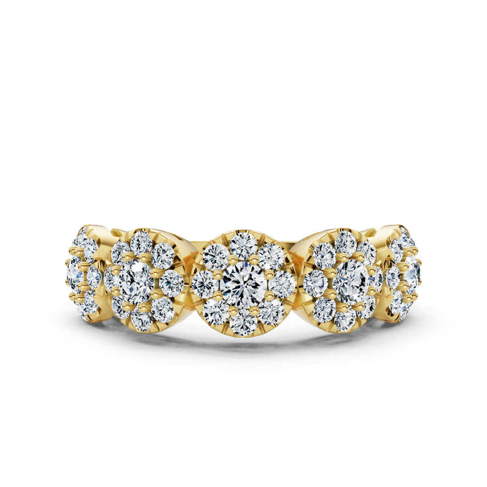 The Stella Band: 0.98 CTW Round Brilliant Lab-Grown Diamond Five-Cluster Ring in 14K-18K Yellow Gold