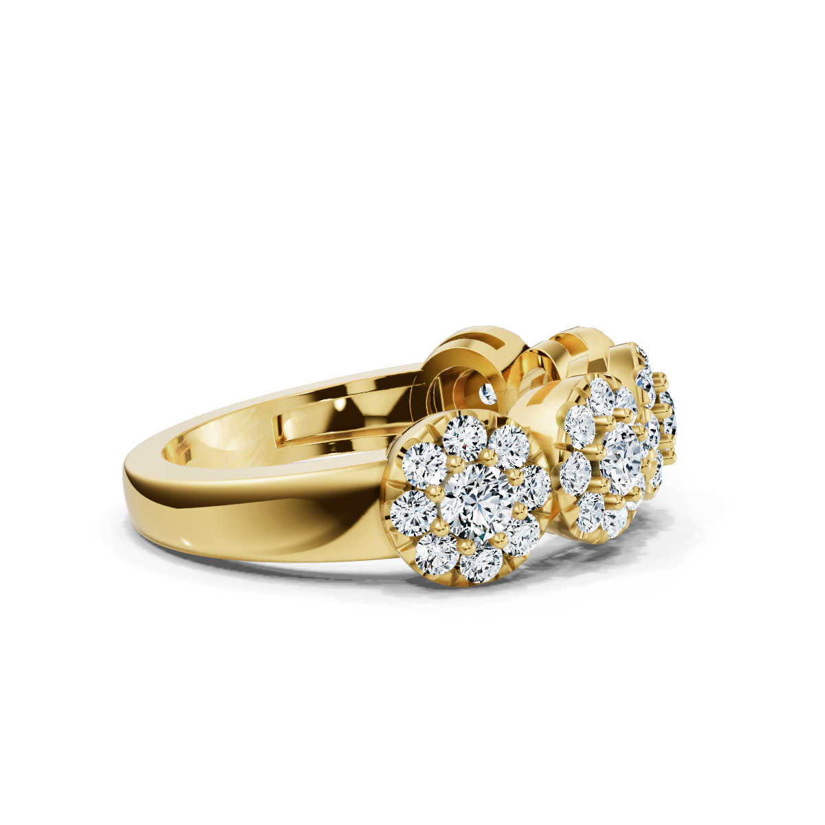 The Stella Band: 0.98 CTW Round Brilliant Lab-Grown Diamond Five-Cluster Ring in 14K-18K Yellow Gold