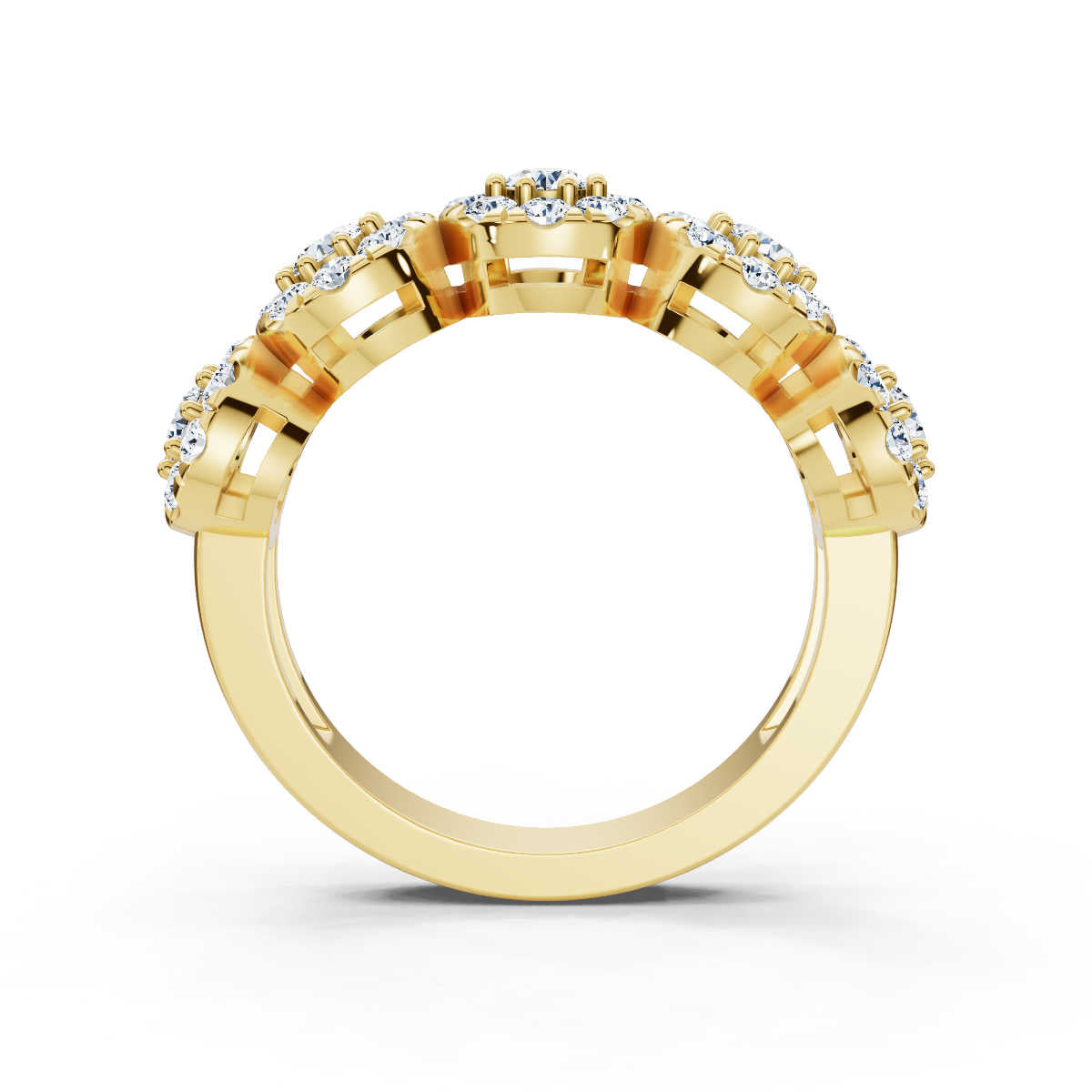 The Stella Band: 0.98 CTW Round Brilliant Lab-Grown Diamond Five-Cluster Ring in 14K-18K Yellow Gold