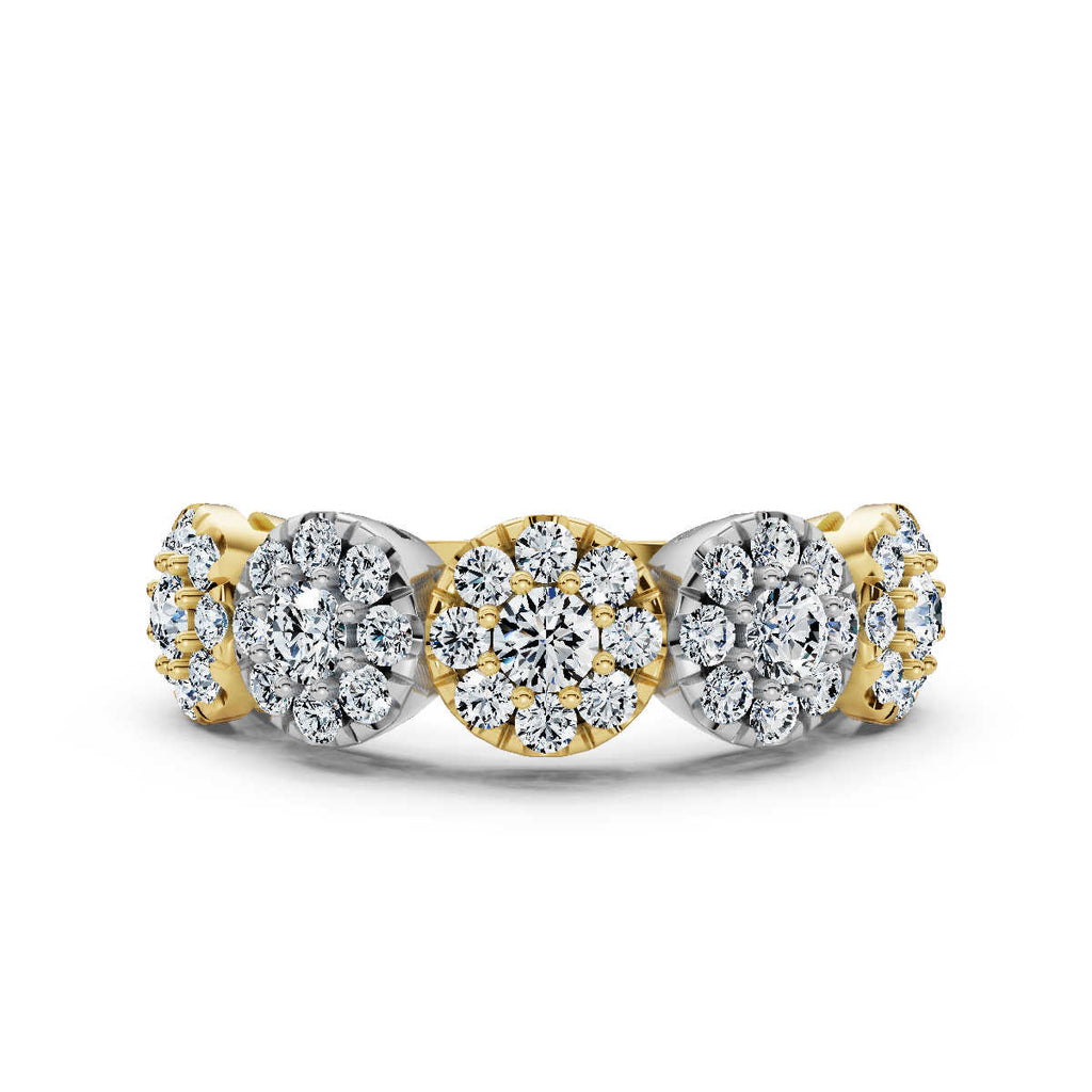 The Stella Band: 0.98 CTW Round Brilliant Lab-Grown Diamond Five-Cluster Ring in 14K Two-Tone Gold