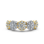 The Stella Band: 0.98 CTW Round Brilliant Lab-Grown Diamond Five-Cluster Ring in 14K Two-Tone Gold