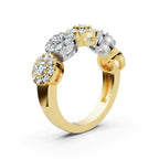 The Stella Band: 0.98 CTW Round Brilliant Lab-Grown Diamond Five-Cluster Ring in 14K Two-Tone Gold