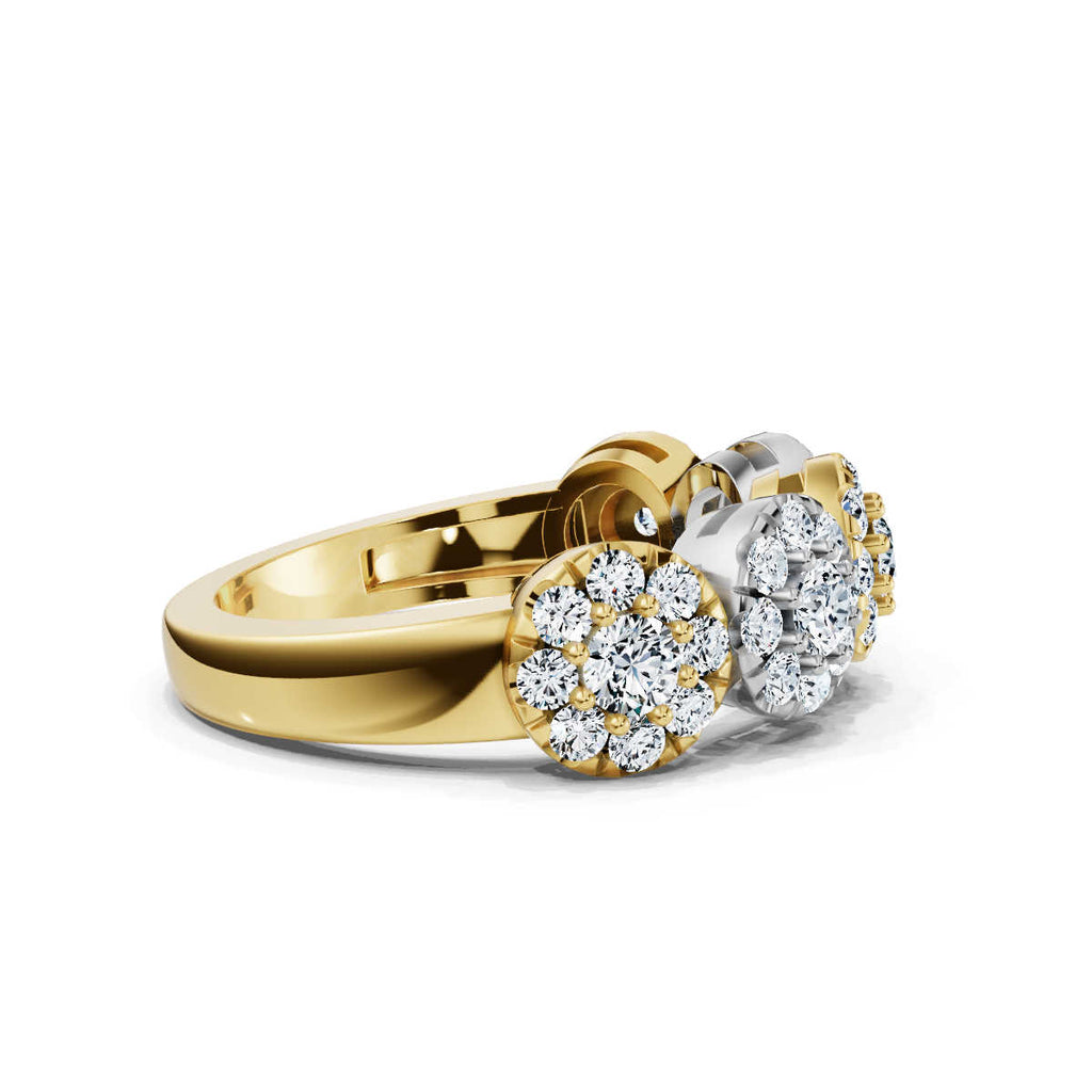 The Stella Band: 0.98 CTW Round Brilliant Lab-Grown Diamond Five-Cluster Ring in 14K Two-Tone Gold