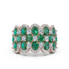 2.84 CTW Fancy Vivid Green and White Diamond Statement Band in 14K Rose Gold Ring