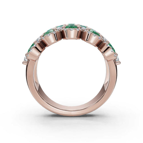 2.84 CTW Fancy Vivid Green and White Diamond Statement Band in 14K Rose Gold Ring