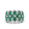 The Empress Mosaic: 2.84 CTW Fancy Vivid Green and White Diamond Statement Band in 14K White Gold Ring