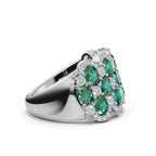 The Empress Mosaic: 2.84 CTW Fancy Vivid Green and White Diamond Statement Band in 14K White Gold Ring