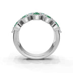 2.84 CTW Fancy Vivid Green and White Diamond Statement Band in Platinum Ring
