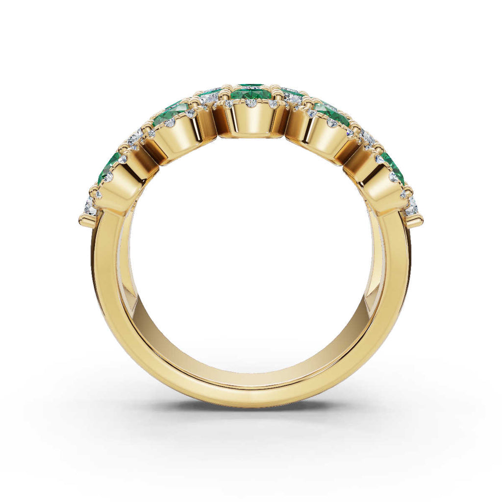 The Empress Mosaic: 2.84 CTW Fancy Vivid Green and White Diamond Statement Band in 18K Yellow Gold Ring