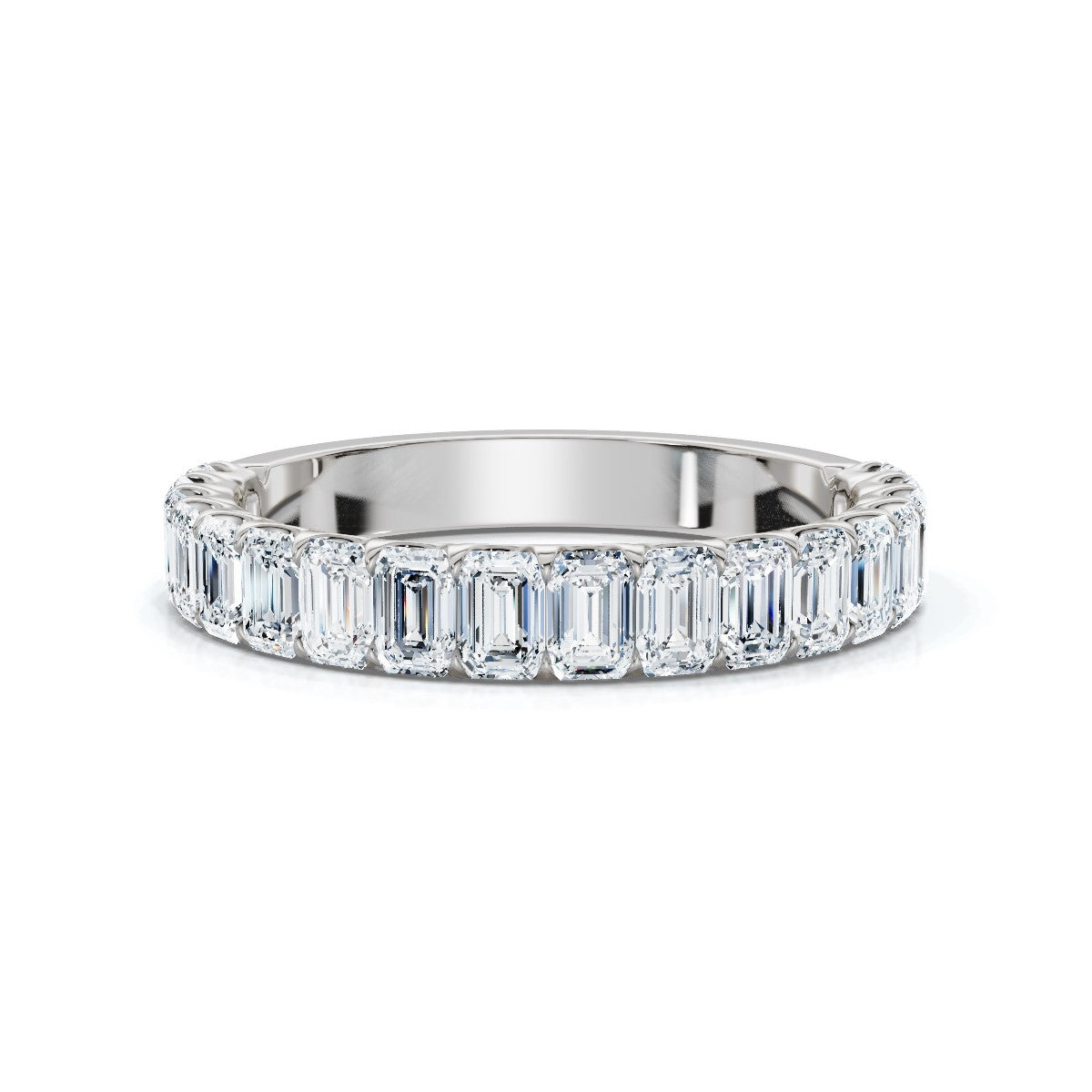 The Louvre: 1.62 CTW Emerald-Cut Diamond Scallop Eternity Band 14K-18K Gold/Platinum Bracelet
