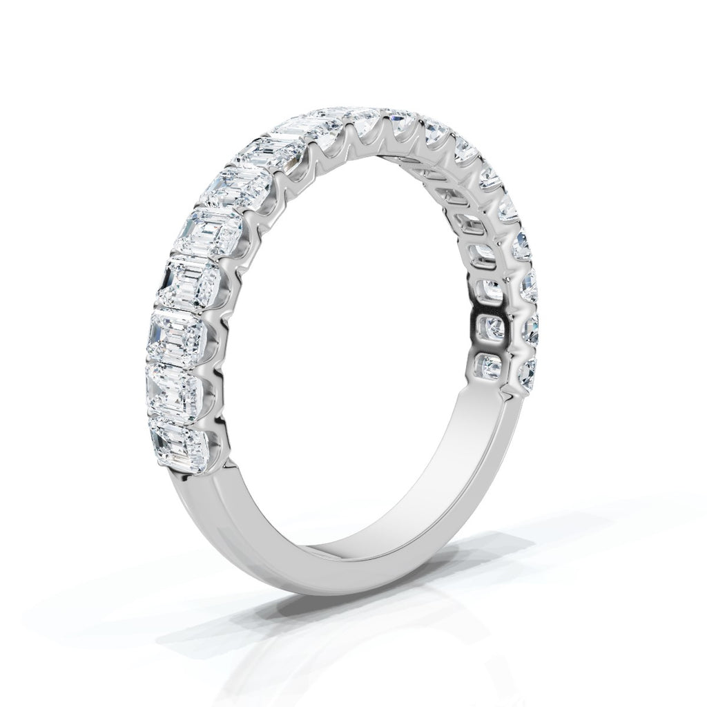 The Louvre: 1.62 CTW Emerald-Cut Diamond Scallop Eternity Band 14K-18K Gold/Platinum Bracelet