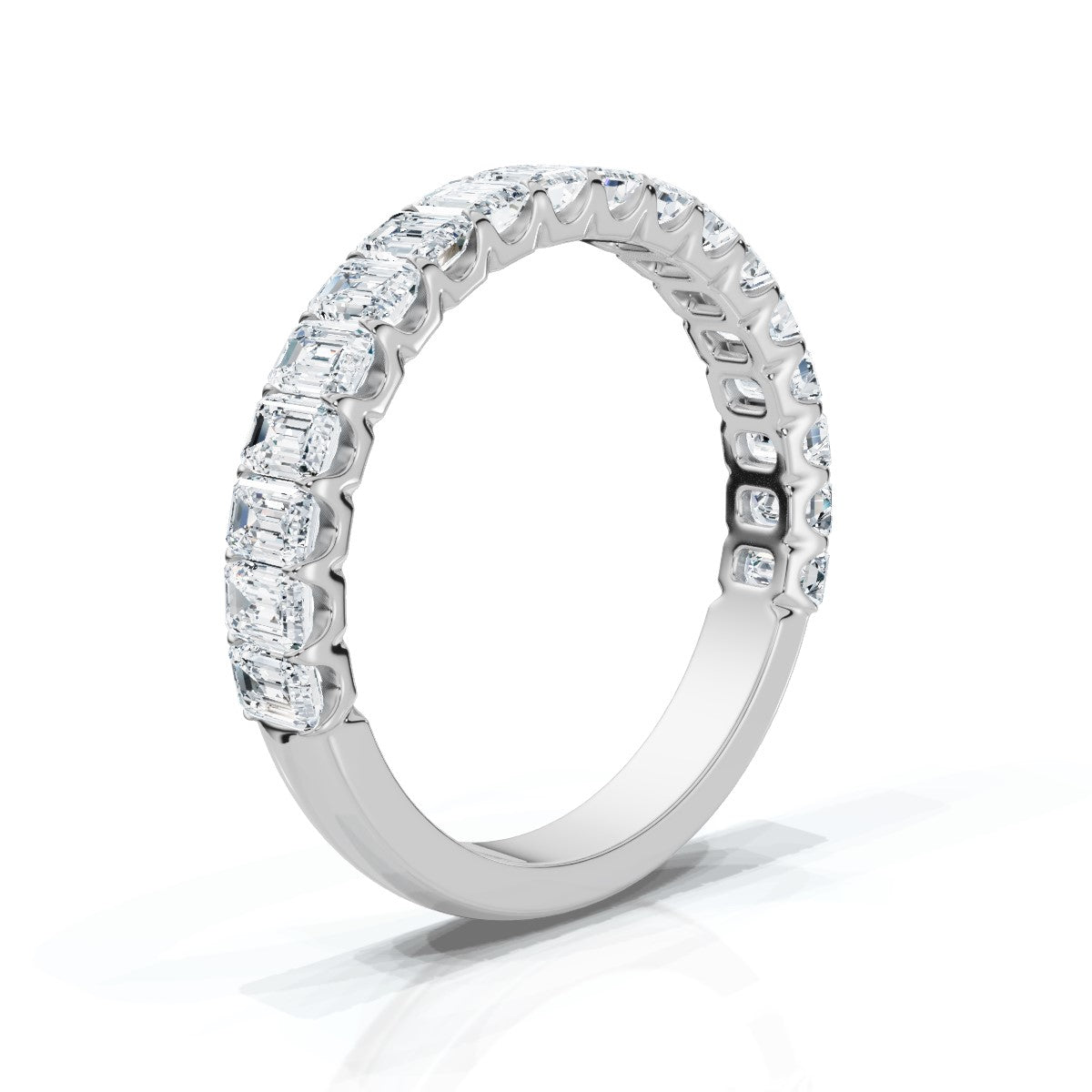 The Louvre: 1.62 CTW Emerald-Cut Diamond Scallop Eternity Band 14K-18K Gold/Platinum Bracelet