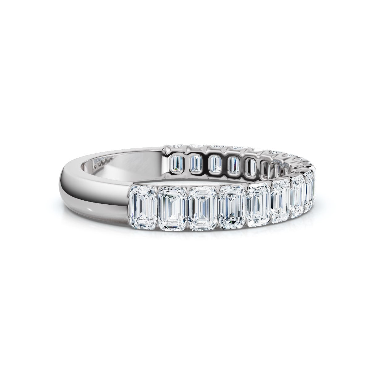 The Louvre: 1.62 CTW Emerald-Cut Diamond Scallop Eternity Band 14K-18K Gold/Platinum Bracelet