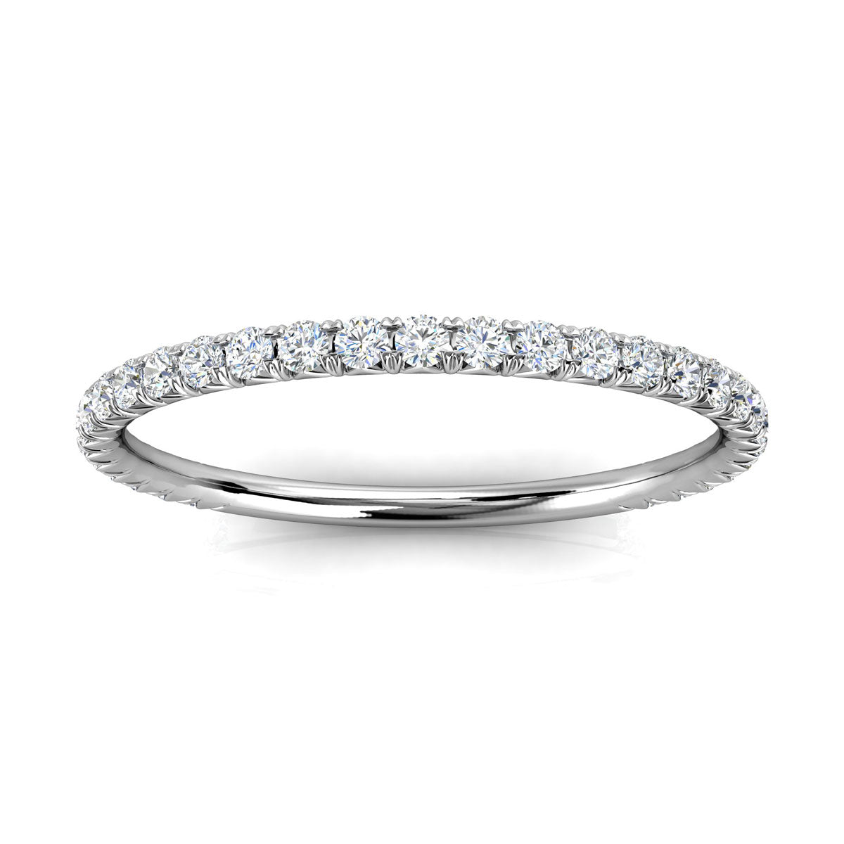 The Whisper: 1.2mm Micro-Pavé Lab-Grown Diamond Eternity Band in 14K White Gold Ring