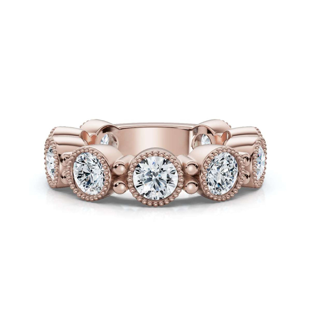 The Heirloom Halo: 2.25 CTW Milgrain Bezel Eternity Band in 18K Rose Gold Ring