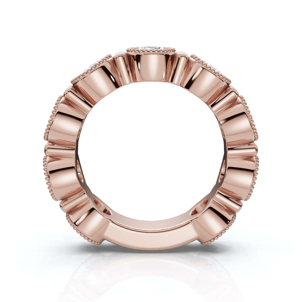 The Heirloom Halo: 2.25 CTW Milgrain Bezel Eternity Band in 18K Rose Gold Ring