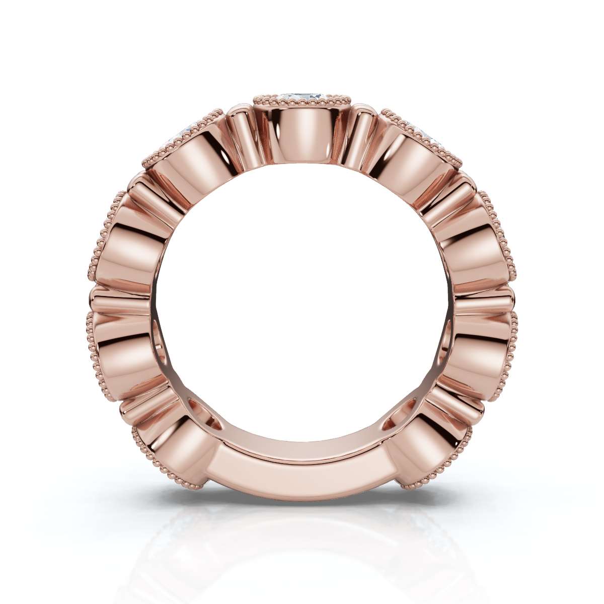 The Heirloom Halo: 2.25 CTW Milgrain Bezel Eternity Band in 14K Rose Gold Ring