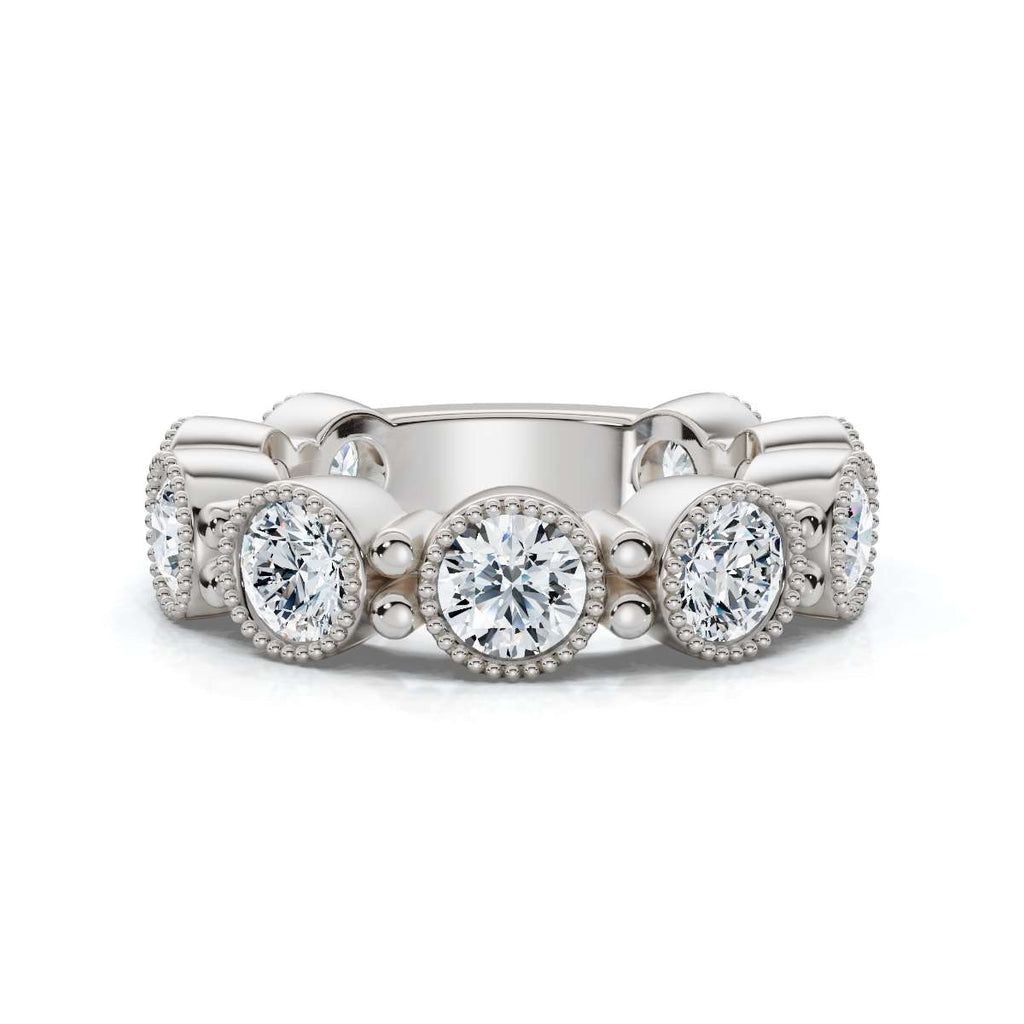  2.25 CTW Milgrain Bezel Eternity Band in 14K White Gold Ring