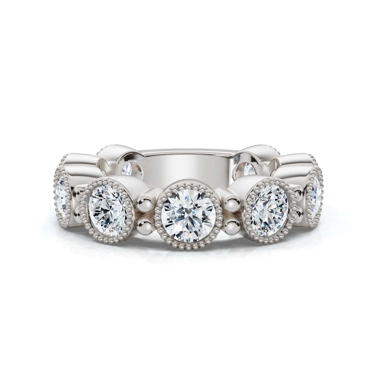 The Heirloom Halo: 2.25 CTW Milgrain Bezel Eternity Band in Premium Platinum