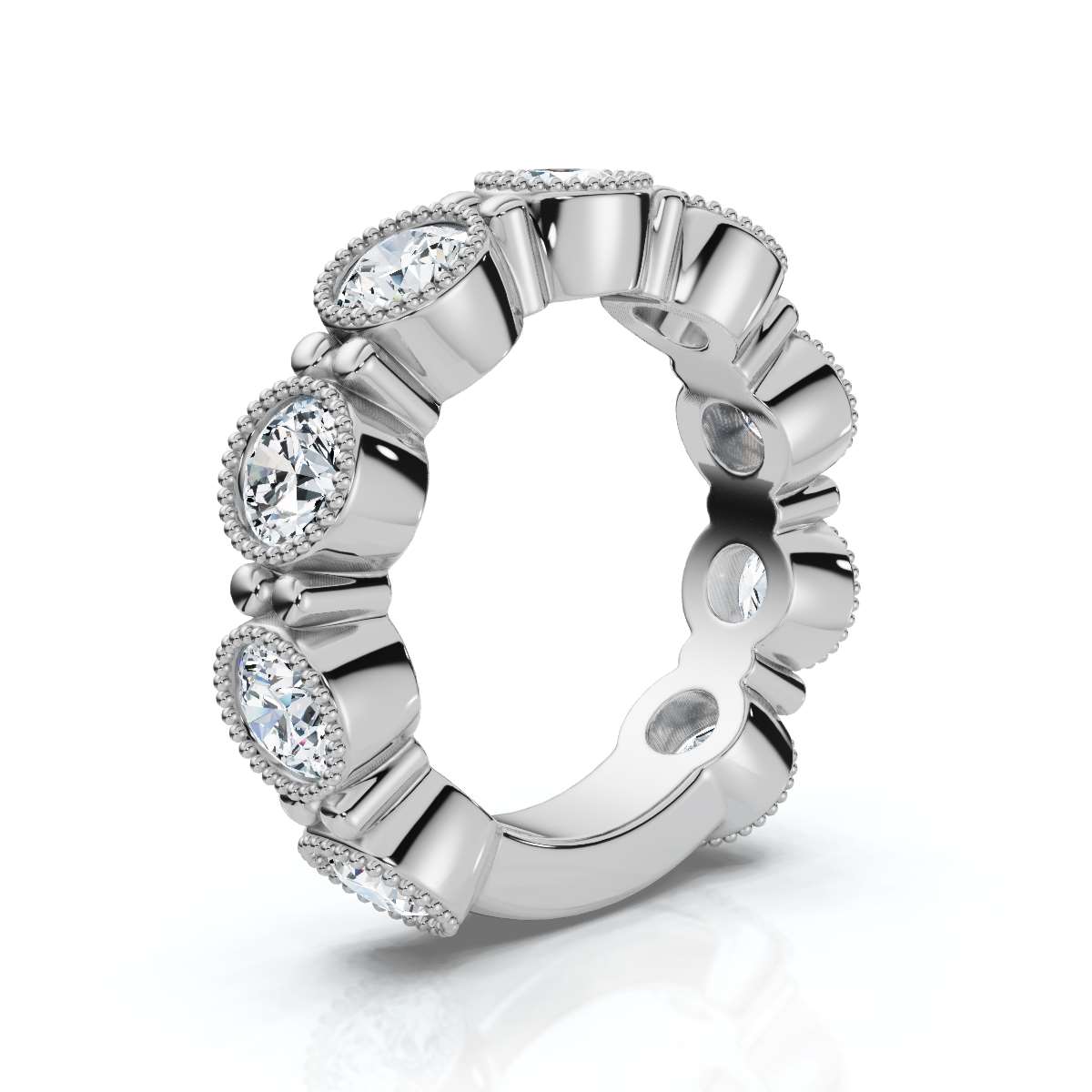  2.25 CTW Milgrain Bezel Eternity Band in 14K White Gold Ring