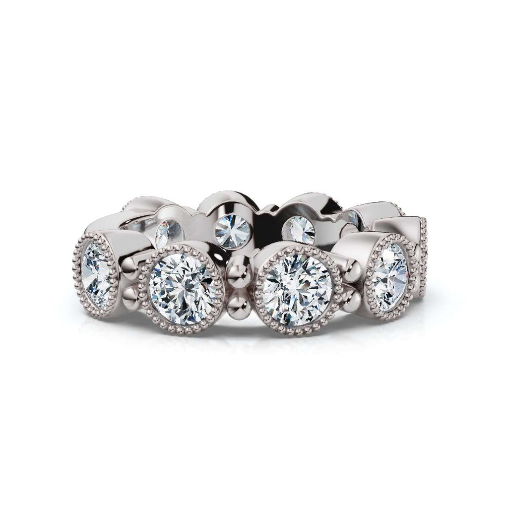  2.25 CTW Milgrain Bezel Eternity Band in 14K White Gold Ring