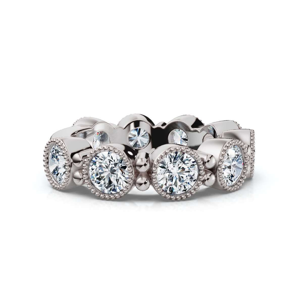  2.25 CTW Milgrain Bezel Eternity Band in 14K White Gold Ring