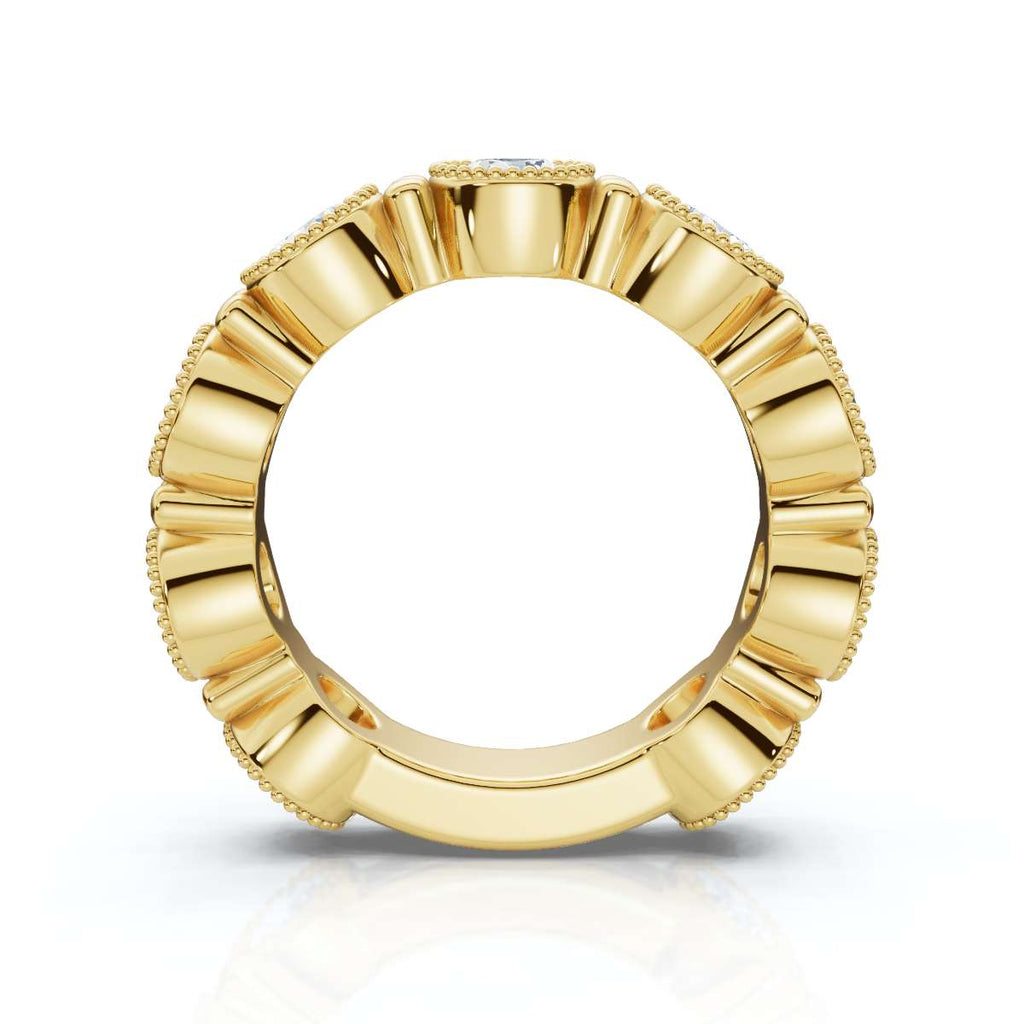 The Heirloom Halo: 2.25 CTW Milgrain Bezel Eternity Band in 18K Yellow Gold Ring