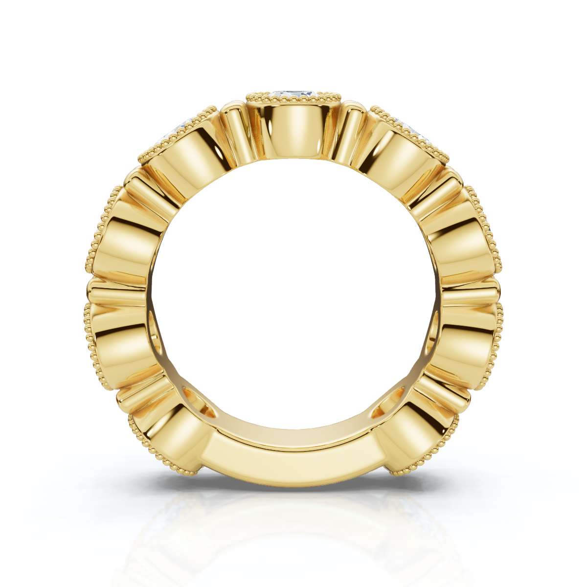 The Heirloom Halo: 2.25 CTW Milgrain Bezel Eternity Band in 14K Yellow Gold Ring