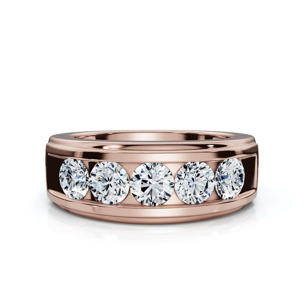 The Vanguard: 0.95 CTW Five-Stone Channel-Set Diamond Band in 18K Rose Gold Ring