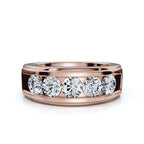The Vanguard: 0.95 CTW Five-Stone Channel-Set Diamond Band in 18K Rose Gold Ring