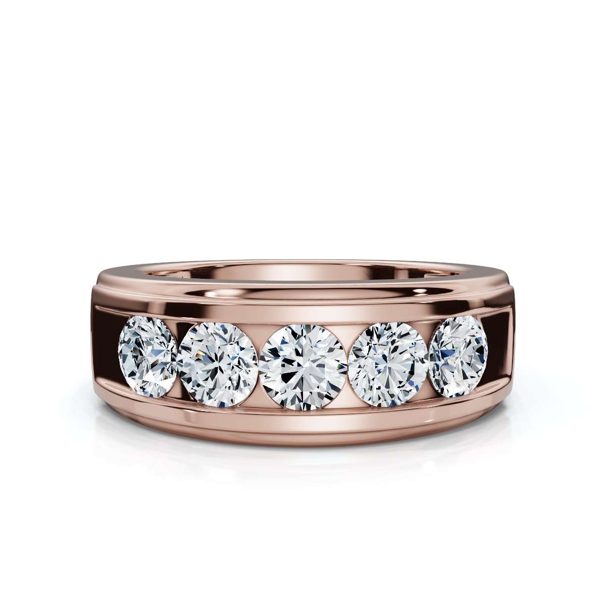 The Vanguard: 0.95 CTW Five-Stone Channel-Set Diamond Band in 14K Rose Gold Ring