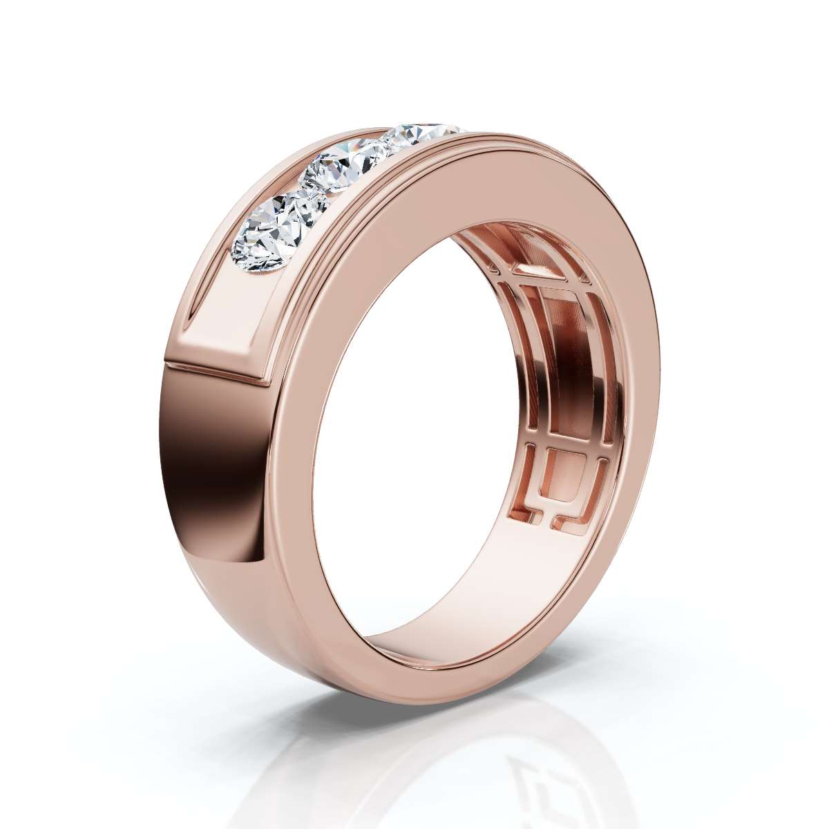 The Vanguard: 0.95 CTW Five-Stone Channel-Set Diamond Band in 14K Rose Gold Ring