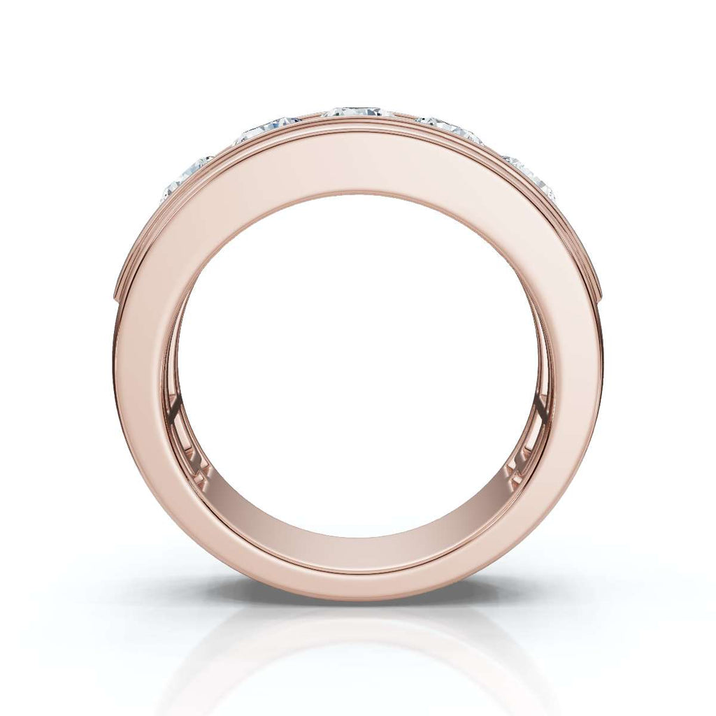 The Vanguard: 0.95 CTW Five-Stone Channel-Set Diamond Band in 18K Rose Gold Ring