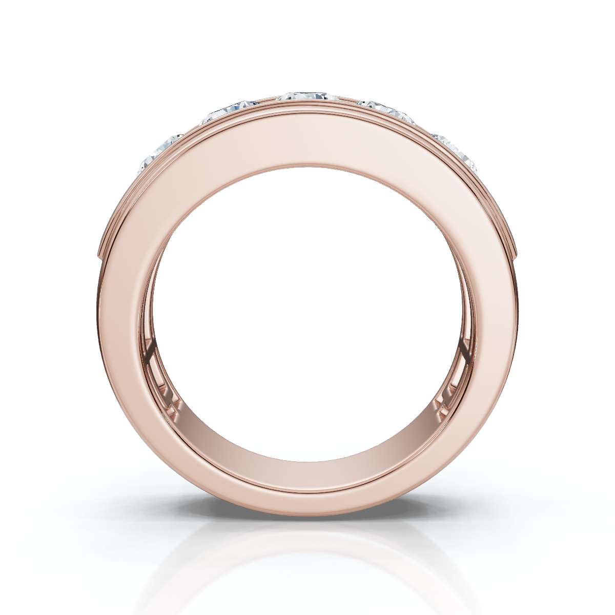 The Vanguard: 0.95 CTW Five-Stone Channel-Set Diamond Band in 14K Rose Gold Ring