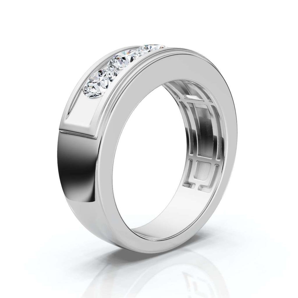 The Vanguard: 0.95 CTW Five-Stone Channel-Set Diamond Band in 14K White Gold Ring