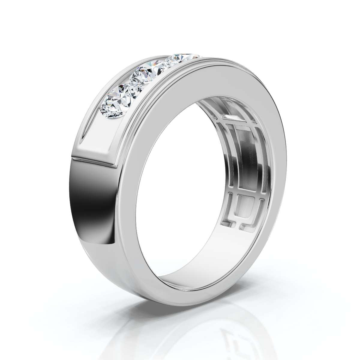 The Vanguard: 0.95 CTW Five-Stone Channel-Set Diamond Band in 14K White Gold Ring