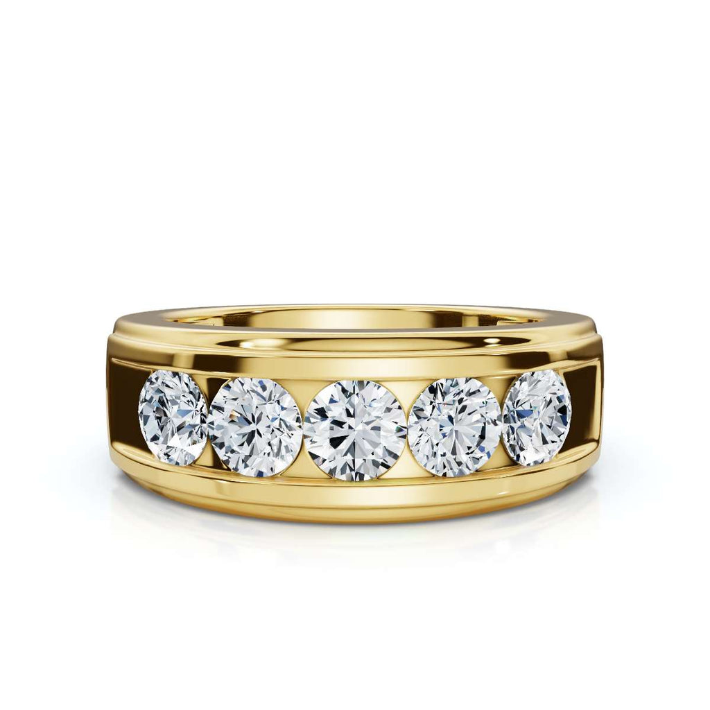 The Vanguard: 0.95 CTW Five-Stone Channel-Set Diamond Band in 14K Yellow Gold Ring