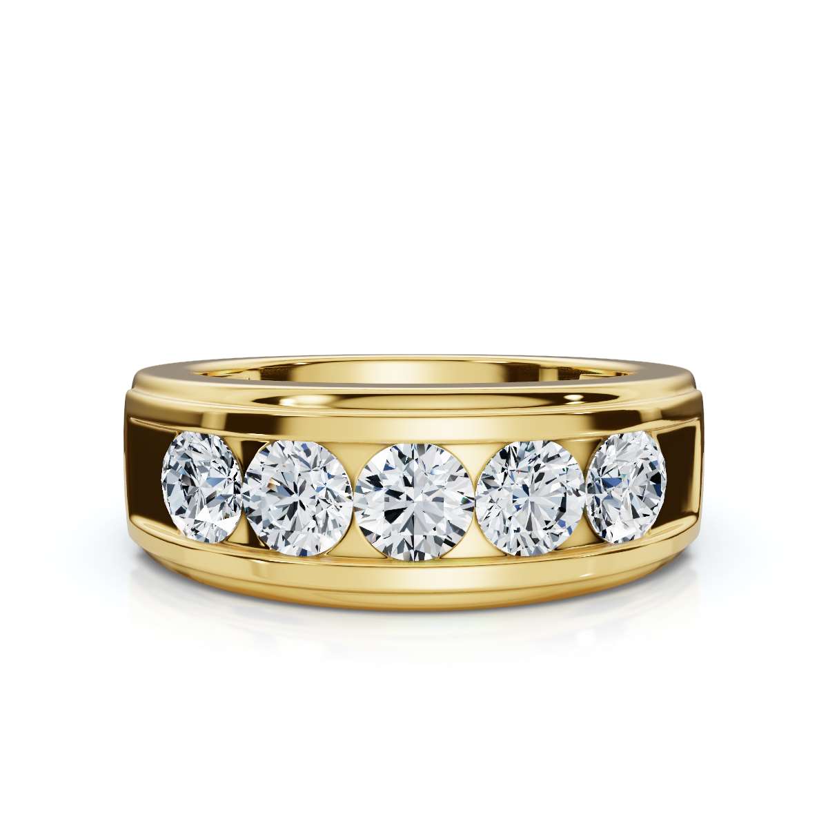 The Vanguard: 0.95 CTW Five-Stone Channel-Set Diamond Band in 14K Yellow Gold Ring