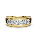 The Vanguard: 0.95 CTW Five-Stone Channel-Set Diamond Band in 14K Yellow Gold Ring