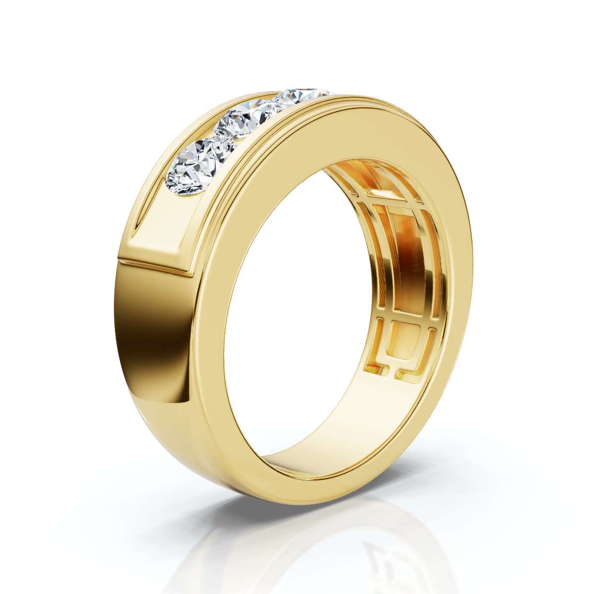 The Vanguard: 0.95 CTW Five-Stone Channel-Set Diamond Band in 14K Yellow Gold Ring